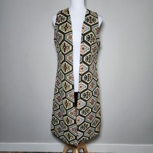 Tapestry Vest Geometric Boho Needlepoint Artsy Indie Long Cottagecore Size Small